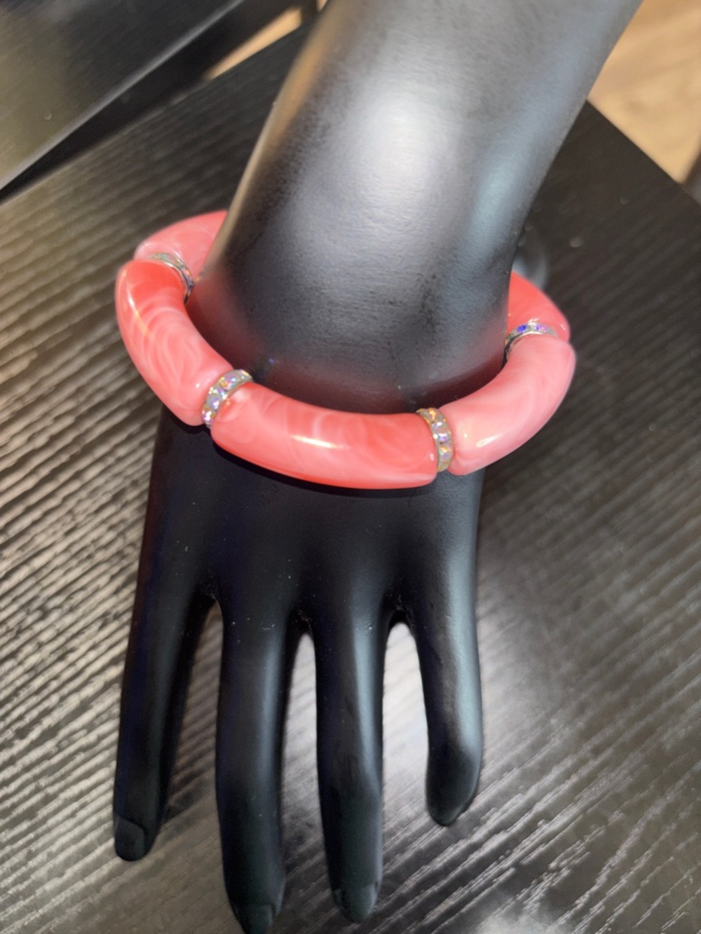 REESELYN CREATIONS Handcrafted Swirl Stretch Tube Bangle w Rhinestone Spacers
